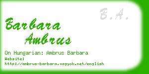 barbara ambrus business card